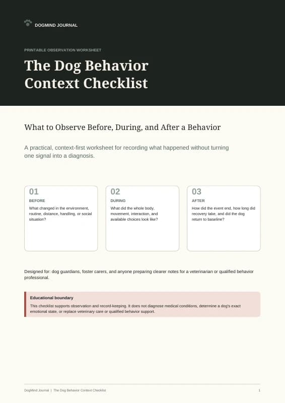 Actual checklist cover: what to observe before, during and after a behavior.